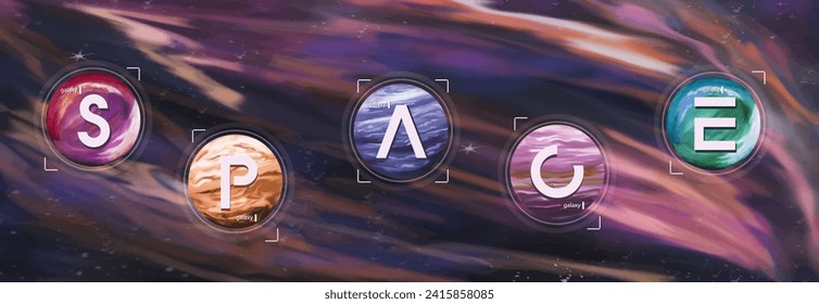 galaktischer Banner mit Planeten im Weltraum