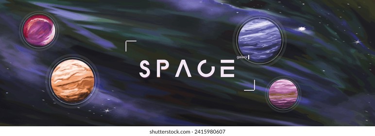 galactic banner with planets in space