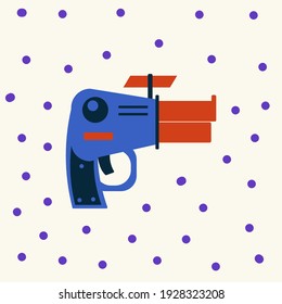 Ein galaktischer Blaster. Eine helle Spielwaffe für Kindertextilien oder Poster. Ein Star Wars Spielzeugblase in der Kindergarten. Vektorgrafik
