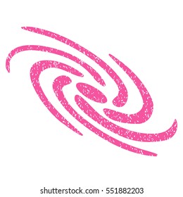 Galactic grainy textured icon for overlay watermark stamps. Flat symbol with scratched texture. Dotted vector pink ink rubber seal stamp with grunge design on a white background.