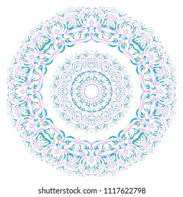 Galactic Mandala on a white background. Beautiful oriental, asian motives. Flower vector.