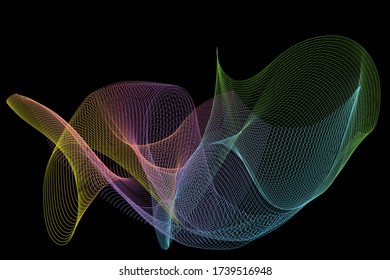 Galactic network abstract picture in color on a black background vector graphics