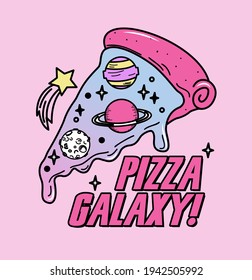 GALACTIC PIZZA WITH PLANETS, MOON AND STARS