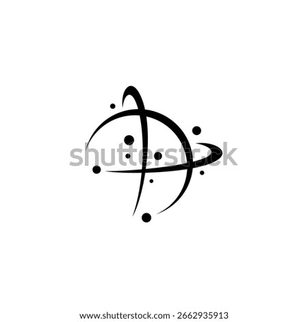 Galactic Planet Orbit Emblem Logo Vector Icon