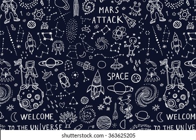 Galactic Space Planet Stars Cosmonaut Pattern