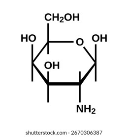 Fórmula estructural de galactosamina, Ilustración vectorial