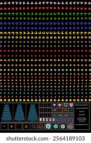 Galaga Arcade 2D Game Assets Enemies Scores Fighters