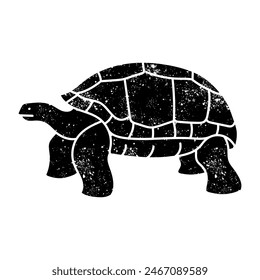 Galapagos giant tortoise black hand drawn icon in grunge look