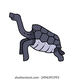 galapagos giant tortoise halftone hand drawn color vector illustration