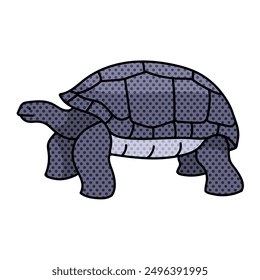 galapagos giant tortoise halftone hand drawn color vector illustration