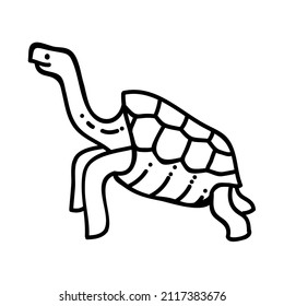 Galapagos giant tortoise. Hand drawn vector illustration. Editable line stroke.