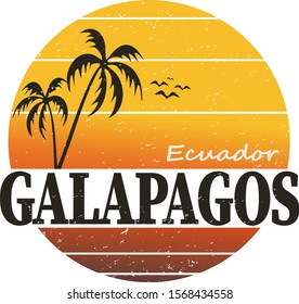 Galapagos grunge vector artwork for children wear in custom colors.