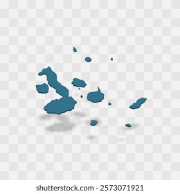 Galapagos Islands high detailed vector representation of country silhouette. 3D map on transparent background with dropped shadow. For educational, decorative, or informational use.