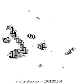 Galapagos Islands Map composition icon of zero and one symbols in variable sizes. Vector digits are scattered into Galapagos Islands Map mosaic design concept.