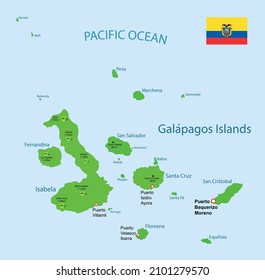 Galapagos islands map. Education vector illustration