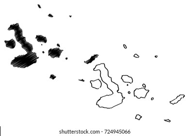 Galapagos islands map vector illustration, scribble sketch Galapagos 