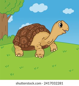 Galapagos tortoise cartoon, Animal cartoon, Cute animal