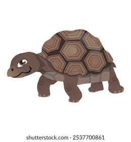 Galapagos tortoise in cartoon style, vector illustration on white background.