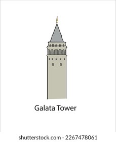Galata Tower drawn in a simple sketch style