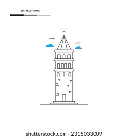 Galata Tower Icon Vector Design.