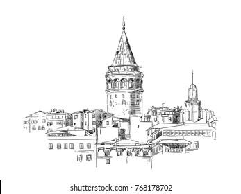 Galata Tower, Istanbul, Skizze, Zeichnung