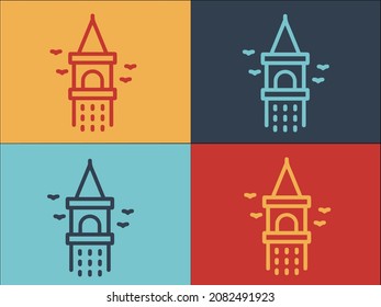 Galata Tower Logo Template, Simple Flat Icon of istanbul,turkey,tower