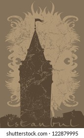 galata tower vector art