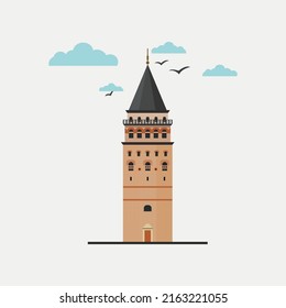 Galata Turm Vektorgrafik-Element Illustration Vorlage Design - Türkei, Istanbul