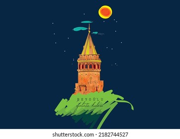 galata tower vector illustration turkey