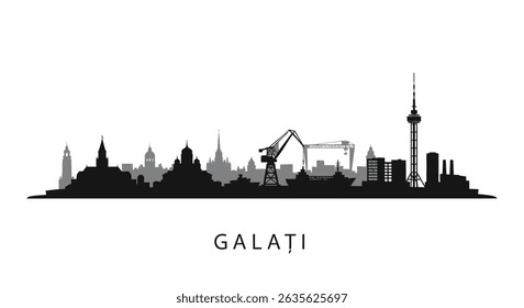 Galati Romania Skyline Vector Silhouette Black.