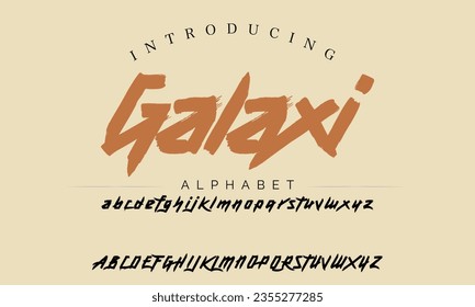 Galaxi Vintage Brush Script Modern Alphabet. Retro Typeface. Textured unique brush in alphabet style. Letters.Vector Alphabet. Exclusive Custom Letters.