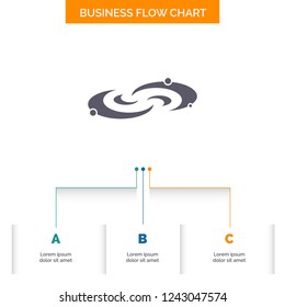 Galaxy, astronomy, planets, system, universe Business Flow Chart Design with 3 Steps. Glyph Icon For Presentation Background Template Place for text.