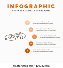 Galaxy, astronomy, planets, system, universe Infographics Template for Website and Presentation. Line Gray icon with Orange infographic style vector illustration
