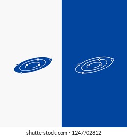 Galaxy, astronomy, planets, system, universe Line and Glyph web Button in Blue color Vertical Banner for UI and UX, website or mobile application