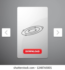 Galaxy, astronomy, planets, system, universe Line Icon in Carousal Pagination Slider Design & Red Download Button