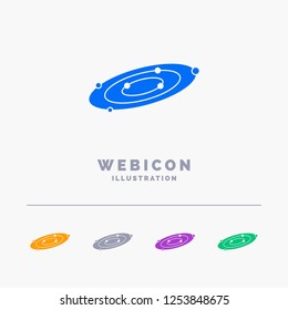 Galaxy, astronomy, planets, system, universe 5 Color Glyph Web Icon Template isolated on white. Vector illustration