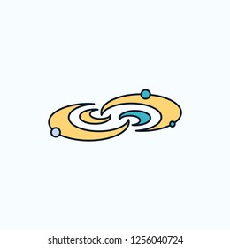 Galaxy, astronomy, planets, system, universe Flat Icon. green and Yellow sign and symbols for website and Mobile appliation. vector illustration