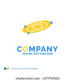 Galaxy, astronomy, planets, system, universe Blue Yellow Business Logo template. Creative Design Template Place for Tagline.