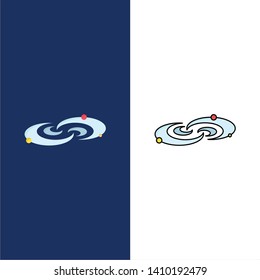 Galaxy, astronomy, planets, system, universe Flat Color Icon Vector