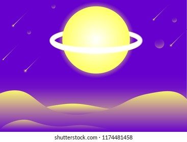 Galaxy background, colorful landscape, poster design template, landing page, abstract geometric banner, vector illustration