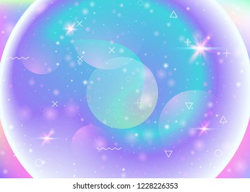 Galaxy background with cosmos and universe shapes and star dust. Holographic futuristic gradients. 3d fluid with magic sparkles. Fantastic space landscape with planets. Memphis galaxy background.