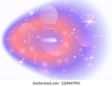 Galaxy background with cosmos and universe shapes and star dust. Holographic futuristic gradients. 3d fluid with magic sparkles. Fantastic space landscape with planets. Memphis galaxy background.