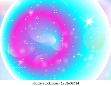 Galaxy background with cosmos and universe shapes and star dust. Fantastic space landscape with planets. Holographic futuristic gradients. 3d fluid with magic sparkles. Memphis galaxy background.