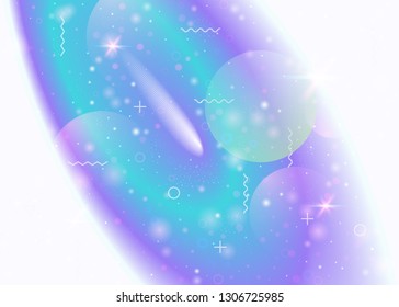 Galaxy background with cosmos and universe shapes and star dust. Holographic futuristic gradients. Fantastic space landscape with planets. 3d fluid with magic sparkles. Memphis galaxy background.