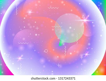 Galaxy background with cosmos and universe shapes and star dust. Fantastic space landscape with planets. 3d fluid with magic sparkles. Holographic futuristic gradients. Memphis galaxy background.