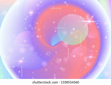 Galaxy background with cosmos and universe shapes and star dust. 3d fluid with magic sparkles. Holographic futuristic gradients. Fantastic space landscape with planets. Memphis galaxy background.