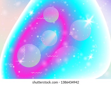 Galaxy background with cosmos and universe shapes and star dust. Fantastic space landscape with planets. 3d fluid with magic sparkles. Holographic futuristic gradients. Memphis galaxy background.