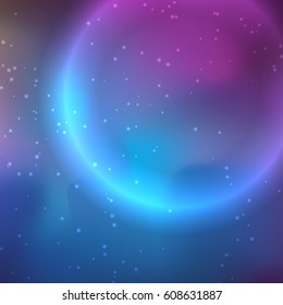 Galaxy background in deep blue and purple colors. Vector illustration