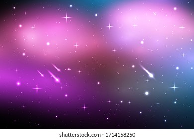 galaxy background with falling star, Vector space galaxy illustration