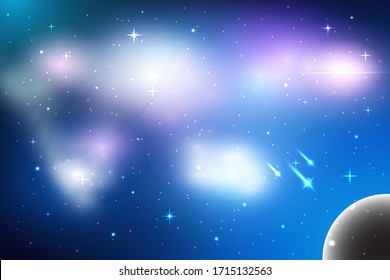 galaxy background with falling star, Vector space galaxy illustration